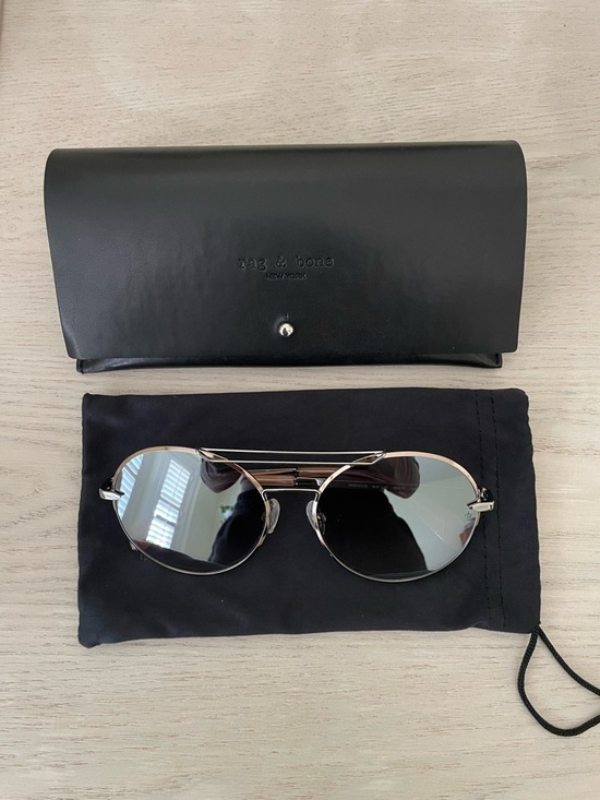 rag & bone Silver Mirrored Aviator Sunglasses main image 7
